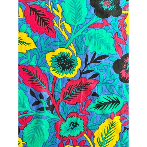 Vintage Unbranded Blue Green Tropical Floral Silk Habotai 31" x 31" Square Scarf - Picture 10 of 14